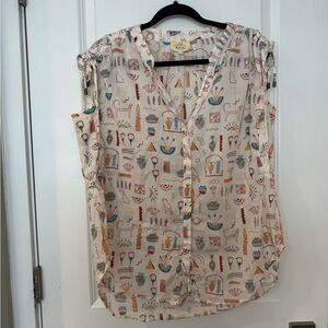 Anthropologie Danielle Krall Egyptian Print Women's Top